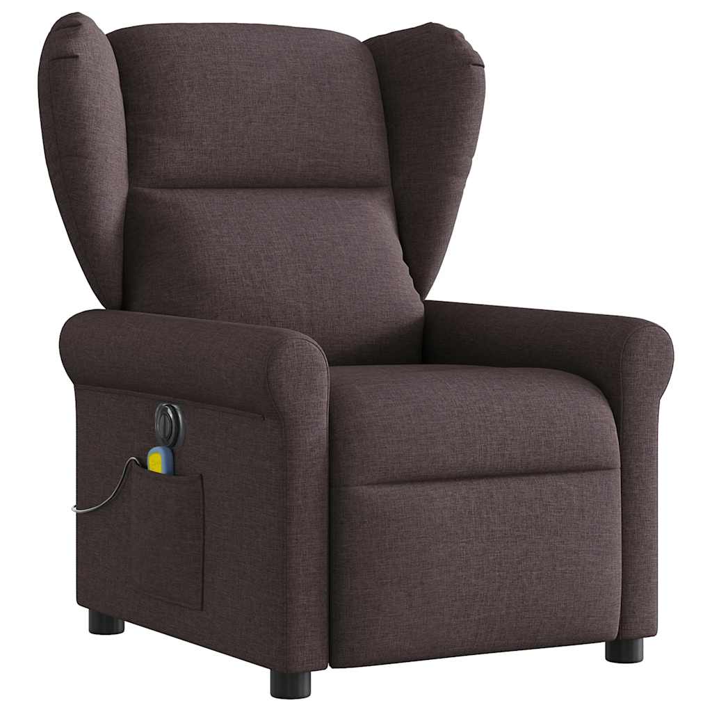 Fauteuil de massage | Fauteuil de relaxation | Chaise de relaxation inclinable électrique Marron foncé Tissu CFW335263 - 3