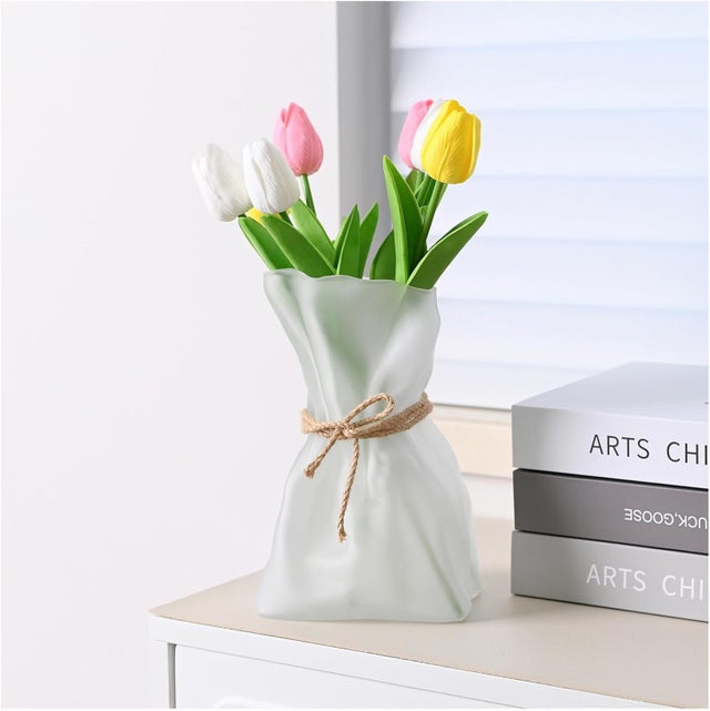 Vaso de vidro para buquê; um vaso decorativo artístico único, perfeito para casamentos e decoração de mesas (corda não incluída).