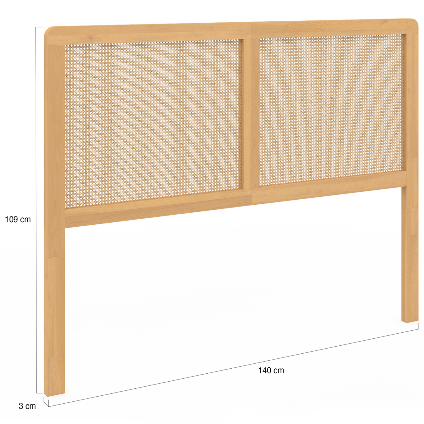 Tête de lit sur pied EDHEN 140 cm cannage et bois - 4
