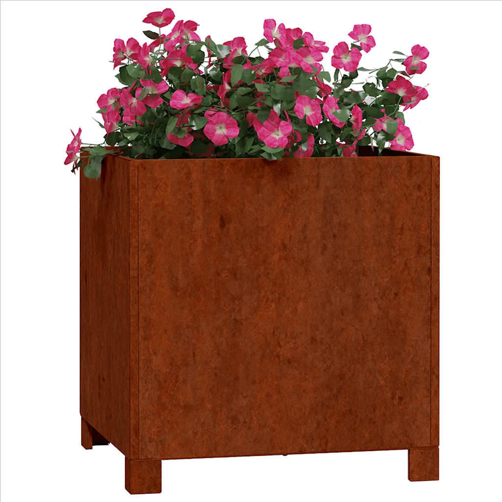 Lot de 2 Jardinières avec pieds - Pot De Fleurs Rouillé 42x40x43 cm acier corten Couleur évolue n2350l - 3