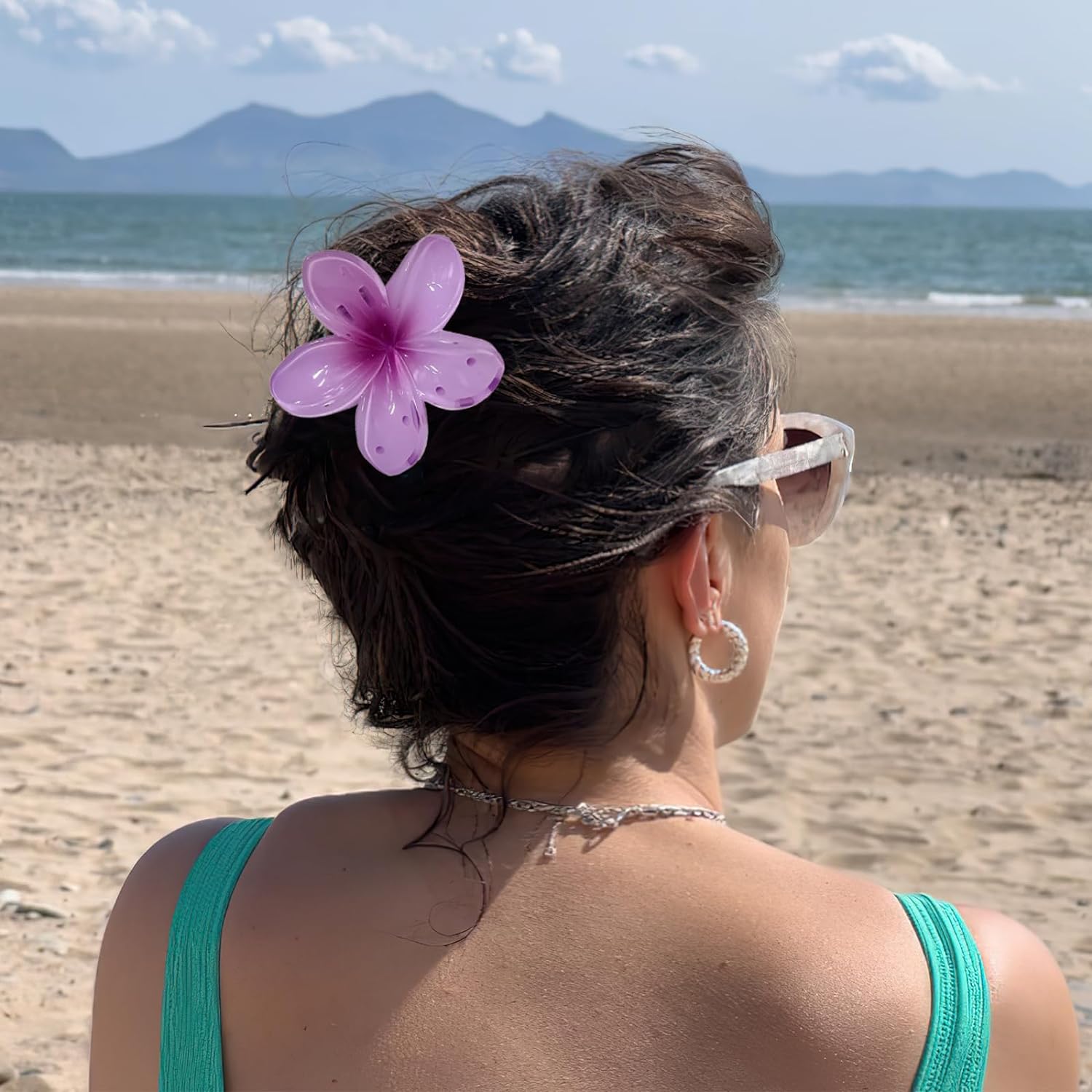 Fermagli per capelli con fiori, confezione da 4 Yellow/Blue/Purple/Pink - 3