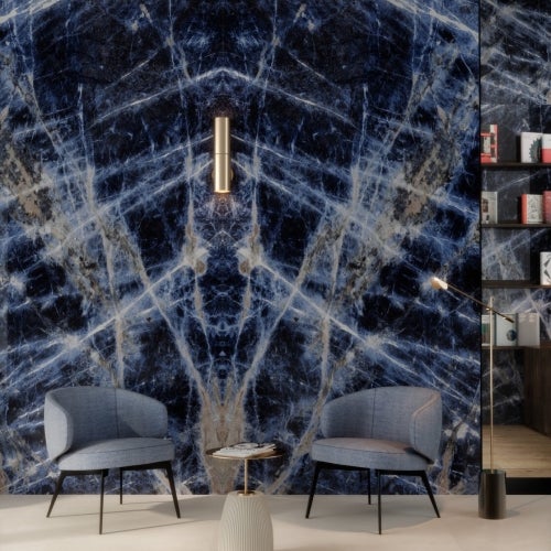 Carrelage Effet Marbre MARBLE Sodalite Blue 60x120cm Gloss Sol et Murs - Les Carreaux de Jean