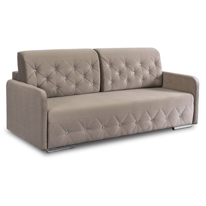 Sofa Kanapa Rozkładana z Funkcją Spania Wersalka Glamour Beżowa VIVO