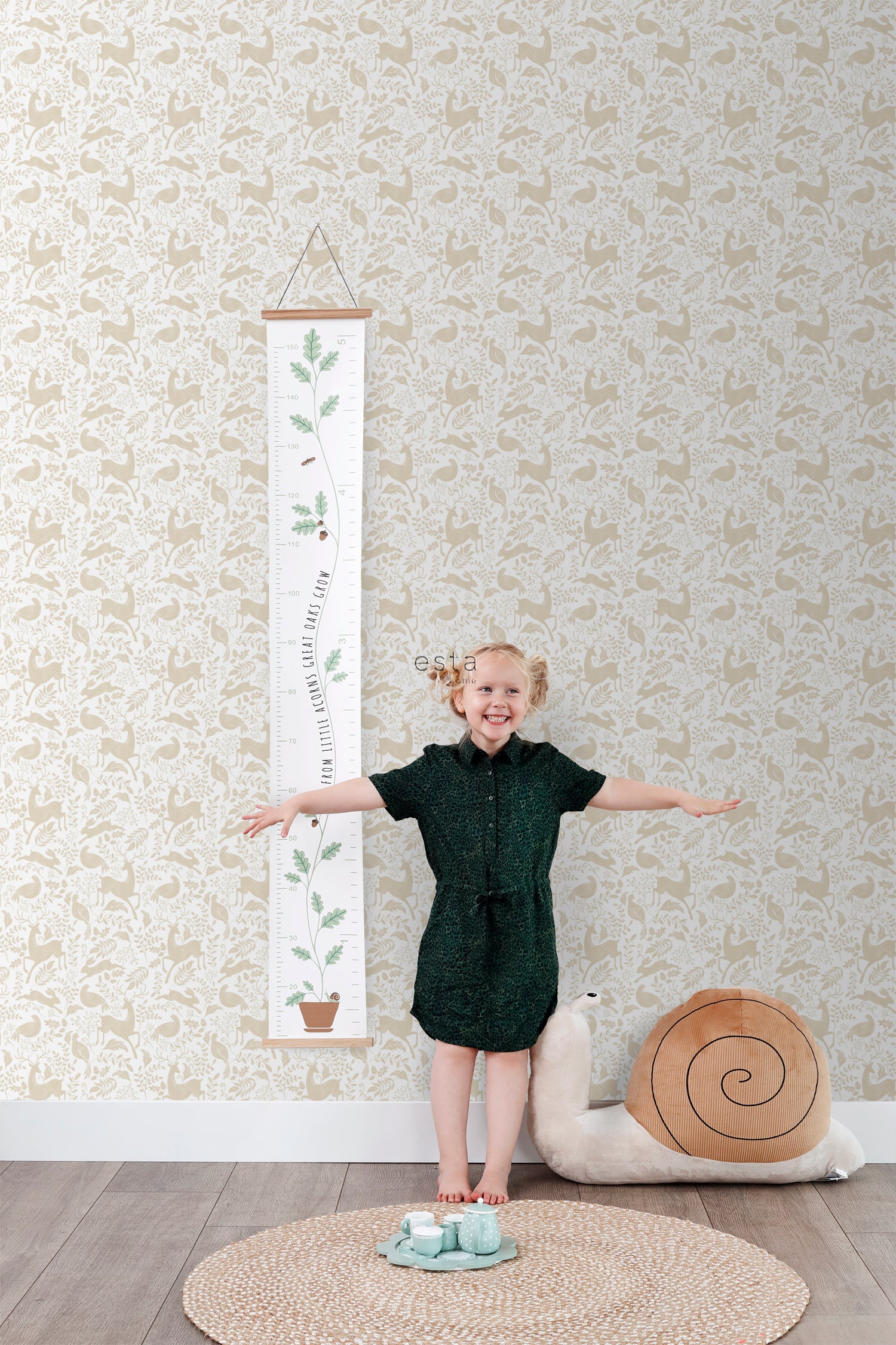 Papier peint forêt avec des animaux de la forêt beige - 50 x 900 cm - ESTAhome - 7
