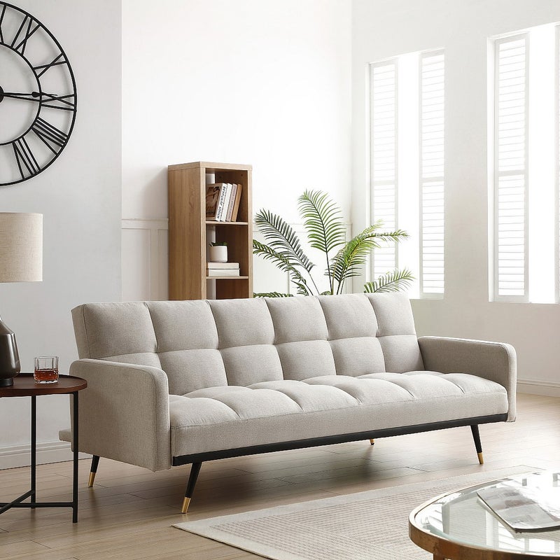 Zdjęcia - Sofa Vente-Unique Kanapa 3-osobowa rozkładana z tkaniny beż ROREMA