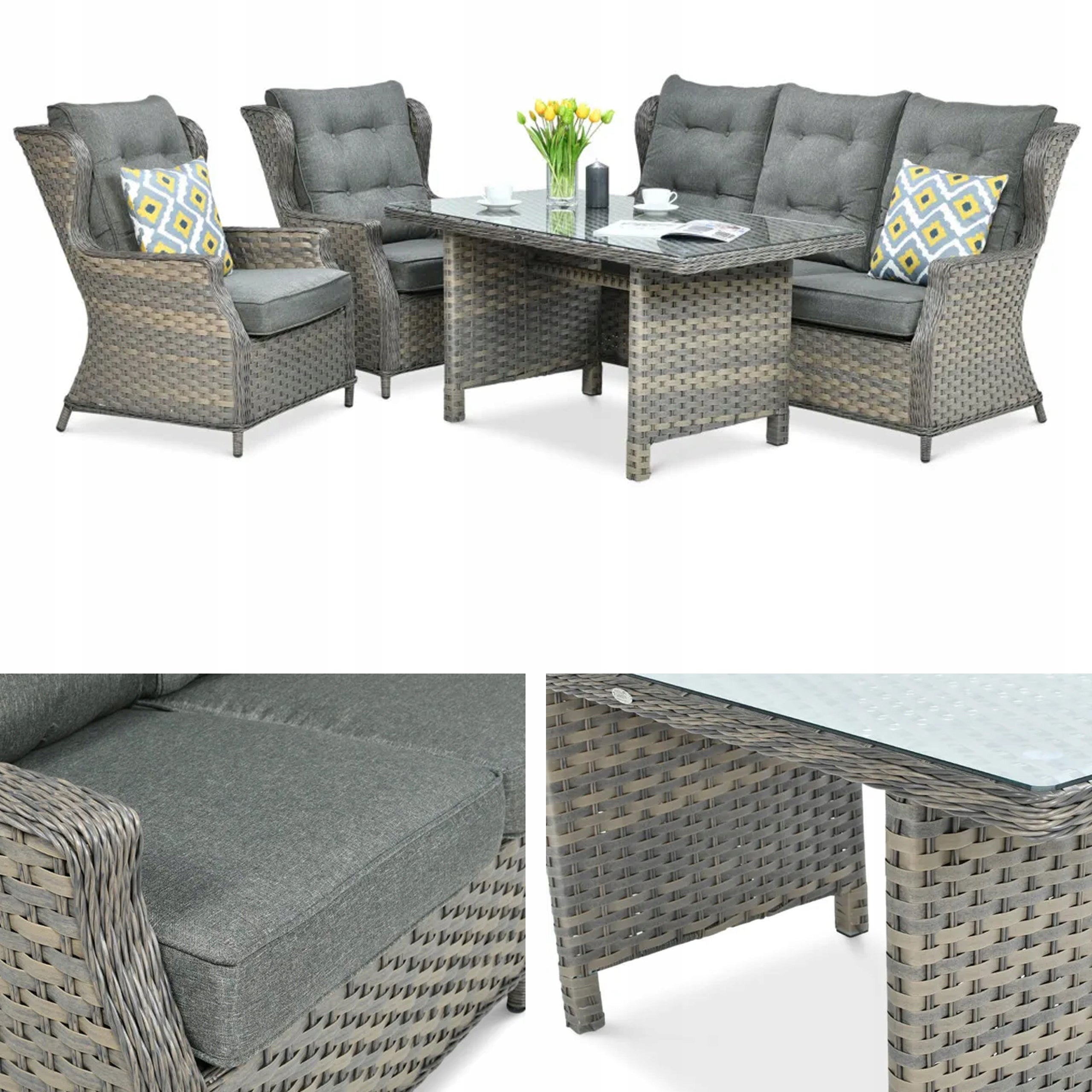 Zestaw Mebli Ogrodowych Focus Garden Technorattan Trivento Stół Sofa Fotel Melange 1 szt