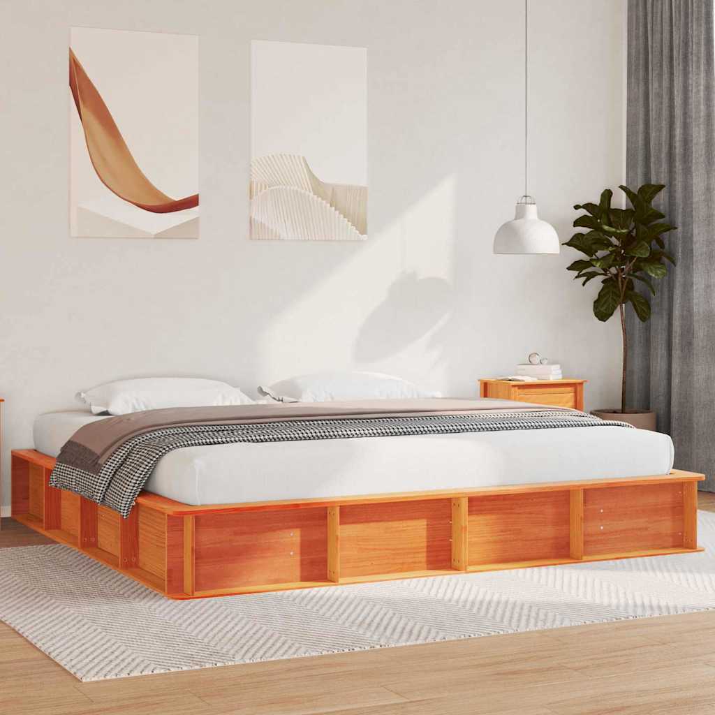 Ramka łóżka Woskowy Brąz 200 x 200 cm Lite drewno sosnowe vidaXL