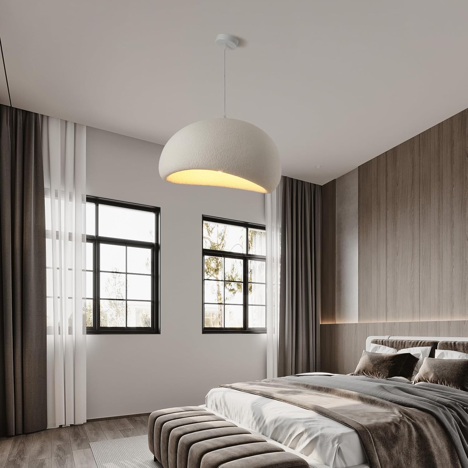 Suspension moderne de 30 cm, adaptée aux salles à manger, cuisines et îlots de cuisine, douille E27, style wabi-sabi japonais. - 4