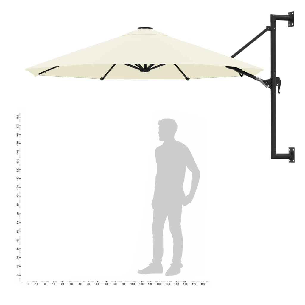 Maison Exclusive - Parasol mural avec mât métallique 300 cm Sable - 9