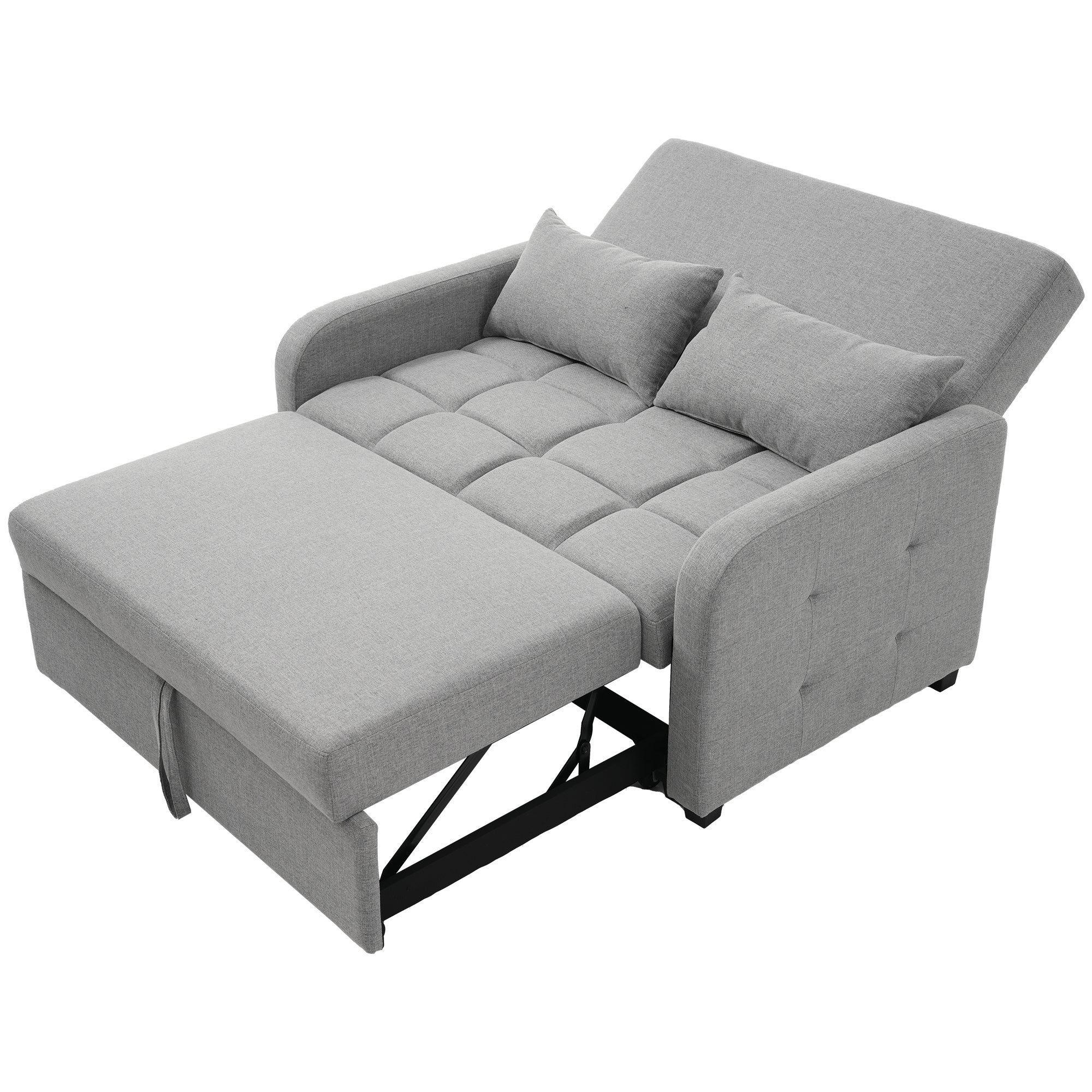 Canapé convertible 127x75x94 cm - Canapé dossier réglable - Avec 2 coussins - Gris foncé - 6