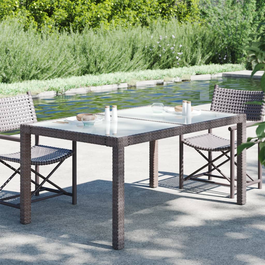 Maison Exclusive - Tavolo Giardino 150x90x75cm Vetro Temperato Polyrattan Marrone - 9