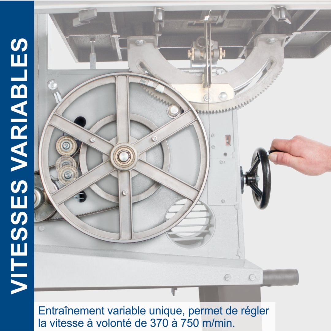 Scheppach Scie à ruban professionnelle BASA3 – 230 V – 800 W – Hauteur de coupe 205 mm – Largeur de coupe 306 mm – Vitesse 370-750 m/min - 6