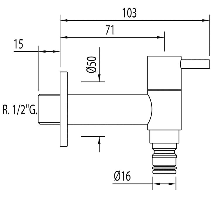 Grifo de jardín moderno con conexión rápida para manguera, agua fría, cromado - 2