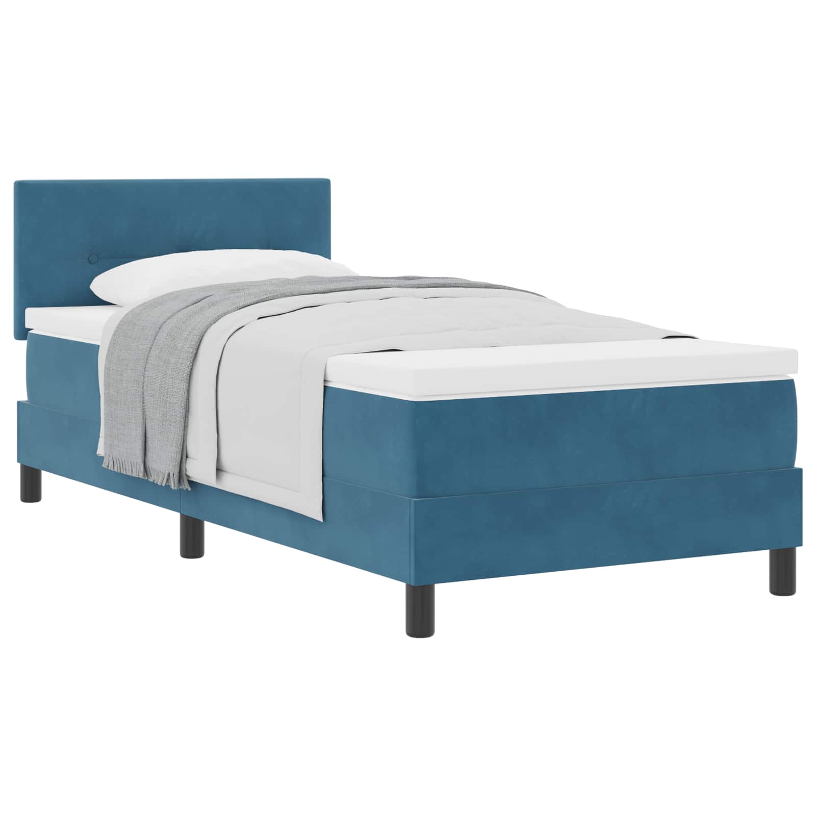 Cama tipo Box Spring Azul Oscuro 100 x 200 cm Terciopelo | Leroy Merlin