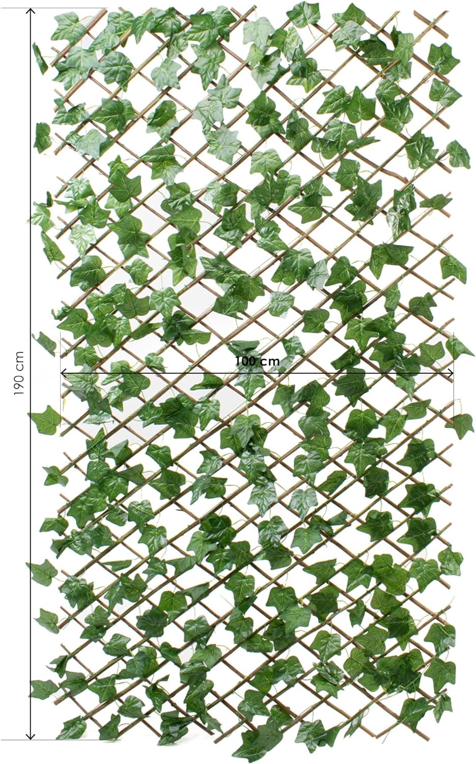 Treliça extensível de madeira com folhas para jardim 200x100 cm - 3