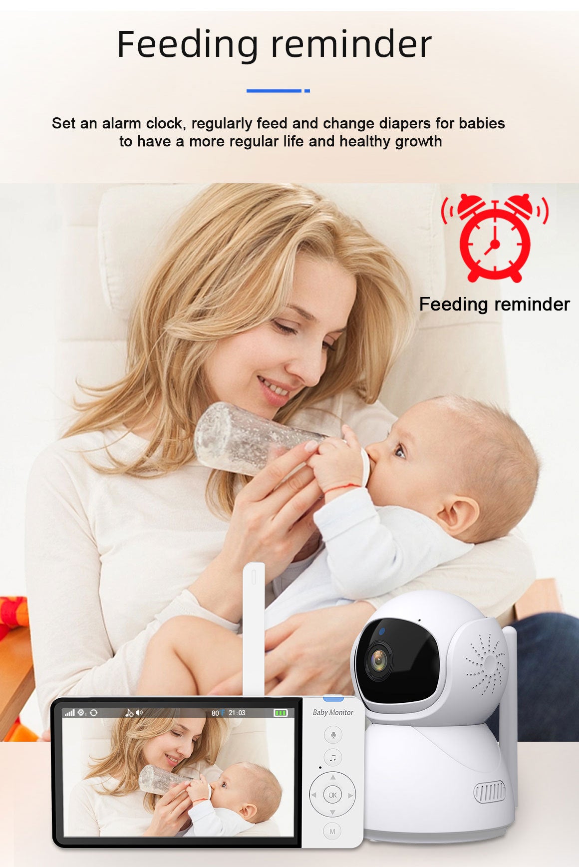 Moniteur vidéo avec transmission 2,4G, babyphone avec audio bidirectionnel - 8