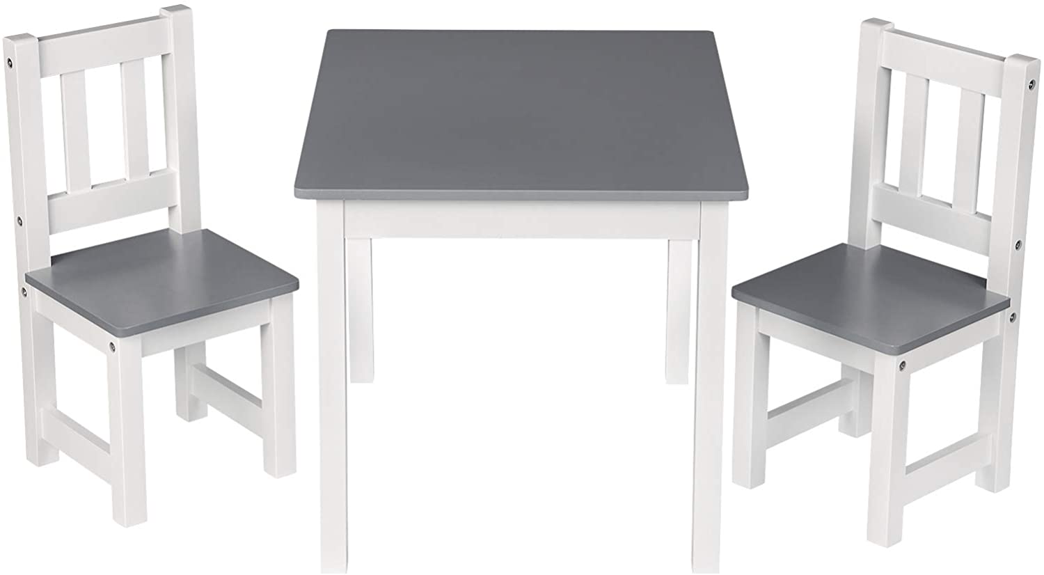 WOLTU Table Et 2 Chaises Enfant En Bois - 60x50x48cm - Blanc Et Gris - Pour Apprentissage Et Jeux