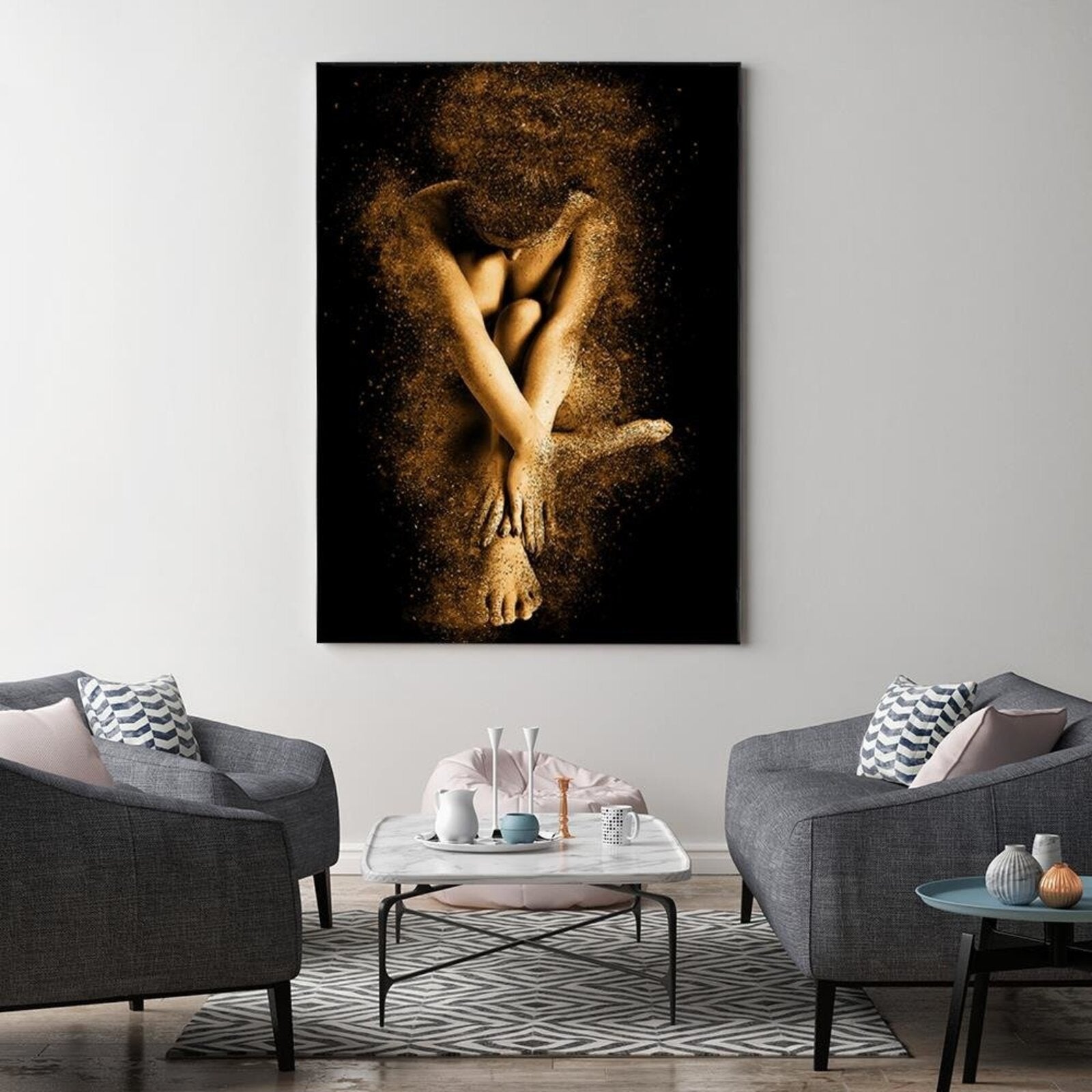 Tableau corps nu de femme en poudre d'or - 40 x 60 cm - 3