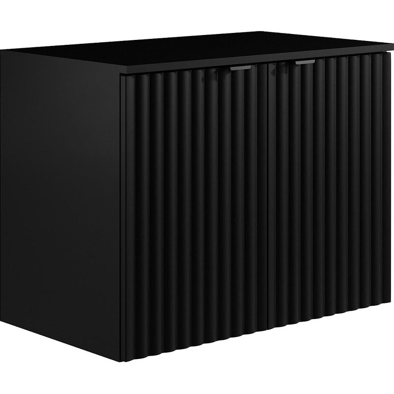 Szafka pod umywalkę wisząca ryflowana z blatem - Czarny - szer. 80 cm - ZILGA