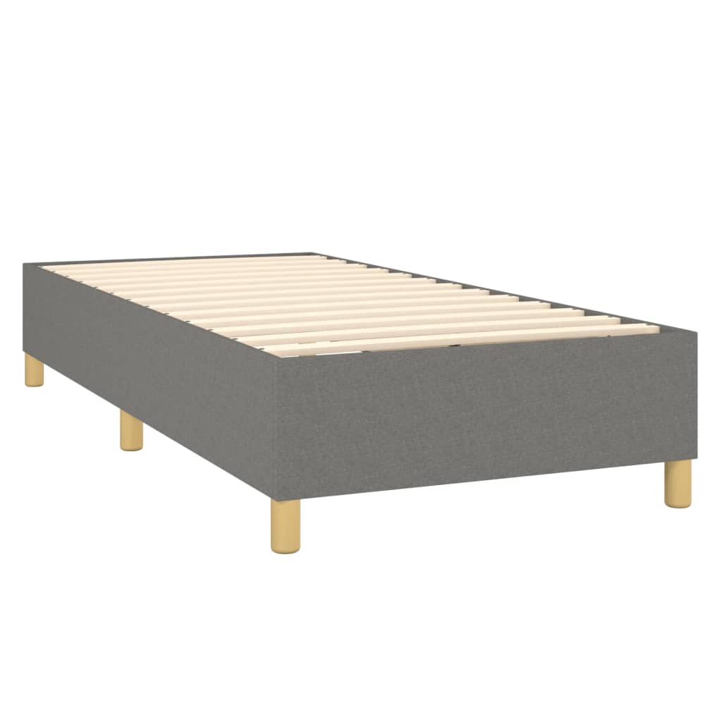 Cadre de lit à lattes en tissu gris foncé, pour la chambre, 100 × 200 cm - 4