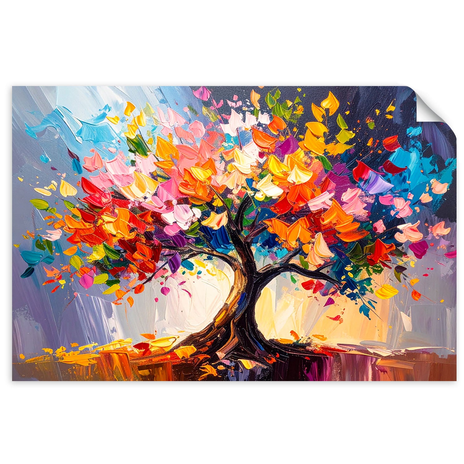 Naklejka na ścianę, 3D Kolorowe Kwitnące Drzewo Życia 150x100