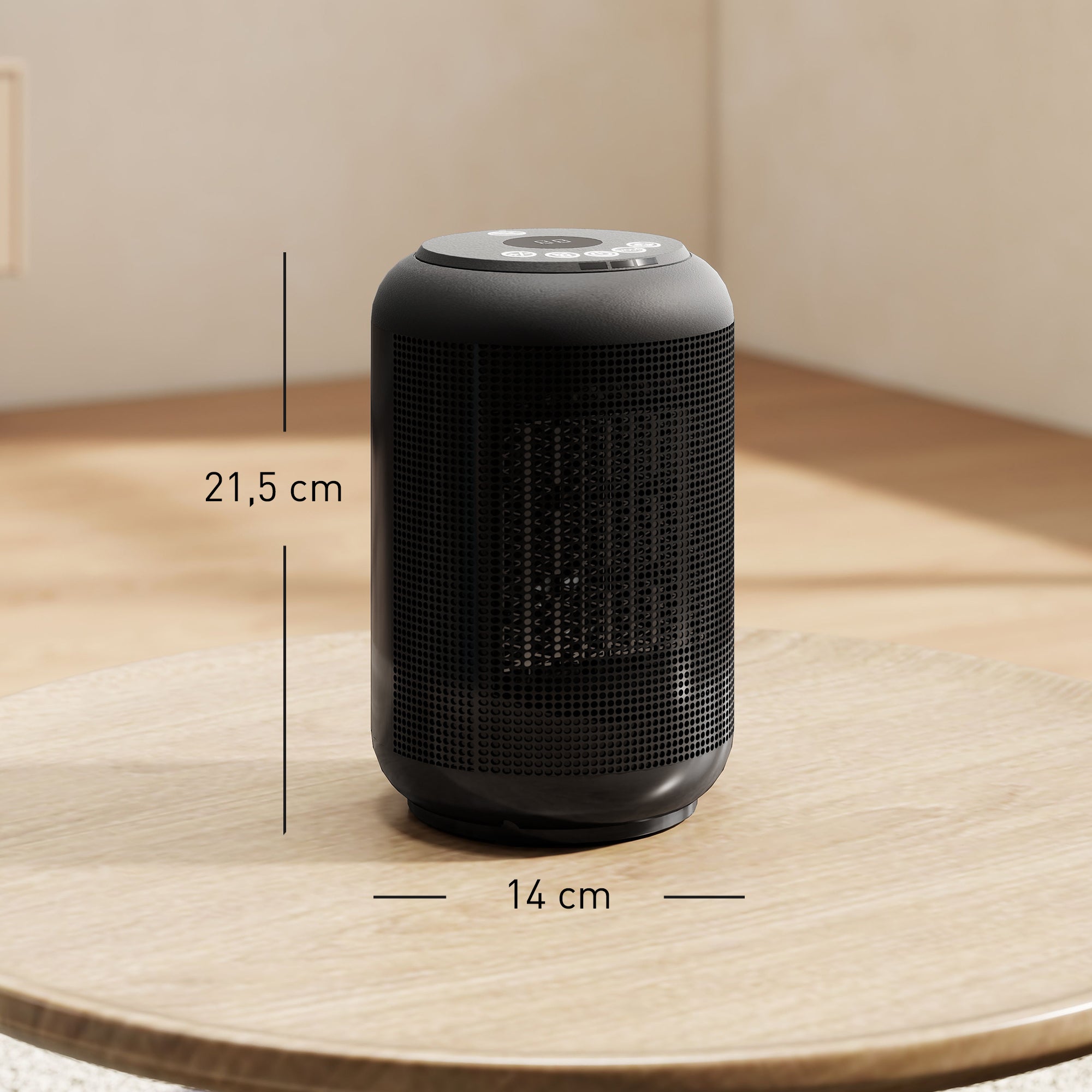 Chauffage soufflant 1500 W, 3 modes, minuterie 24 h, protection anti-basculement et anti-surchauffe, 14 x 14 x 21,5 cm, noir - 4