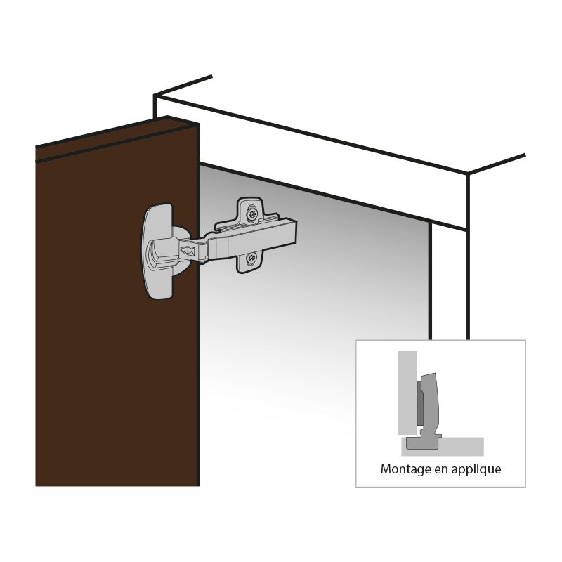 Charnière Sensys 8645i - Coudure : 0 Mm - Décor : Nickelé - Entraxe