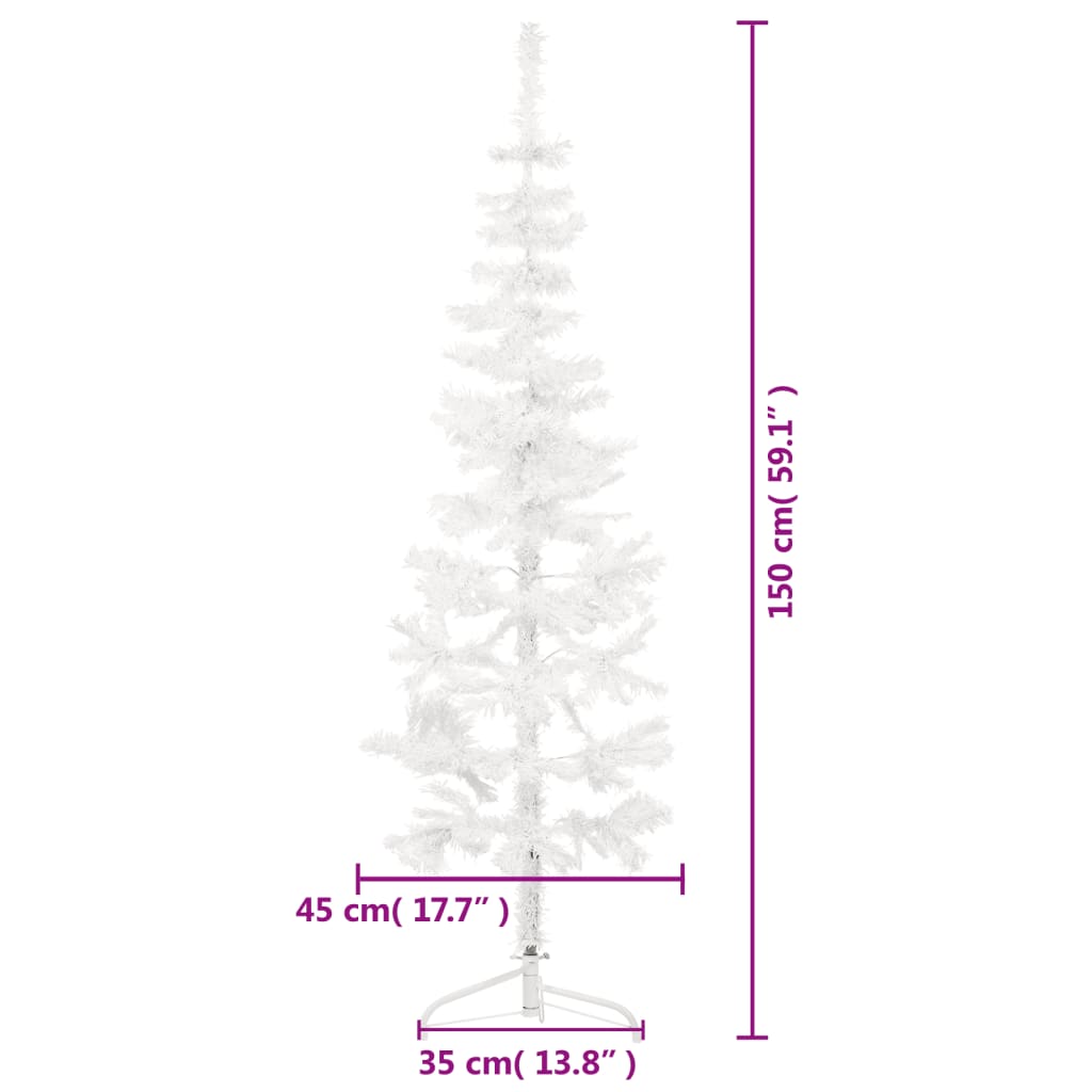 Maison Exclusive - Albero Natale Artificiale Sottile a Metà Supporto Bianco 150 cm - 8