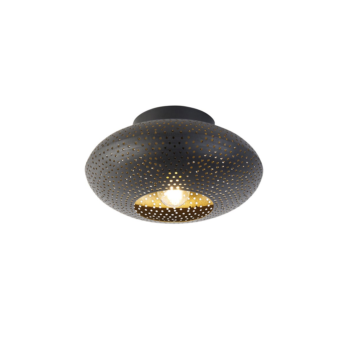 Qazqa kolonialny plafon inteligentny - Radiance - czarny, okrągły, e27, 25cm oświetlenie wewnętrzne