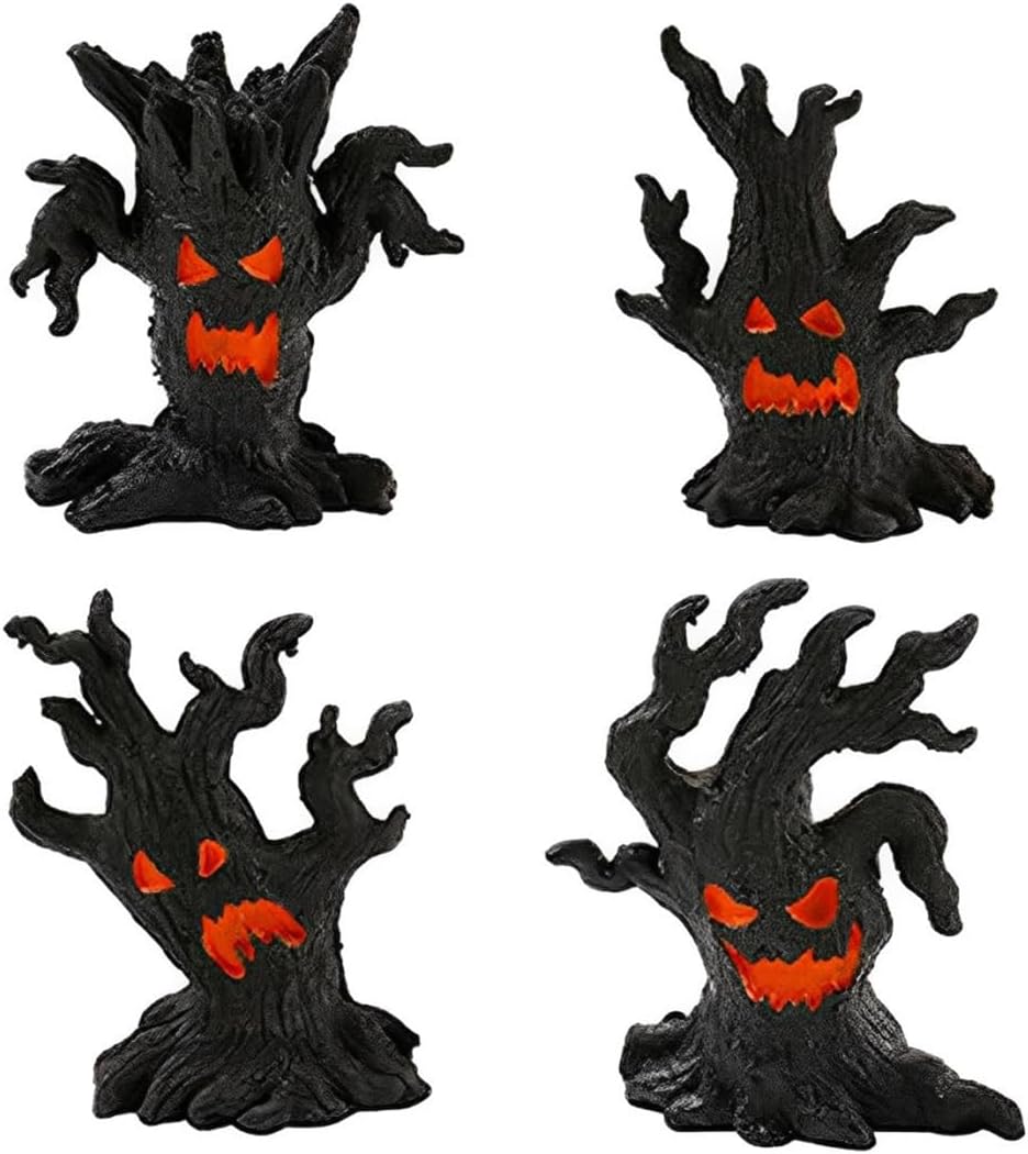 4 szt. dekoracji na Halloween, ozdoba demona na drzewo Halloween, horror Halloween pień drzewa upiorne miniaturowe ozdoby, akcesoria