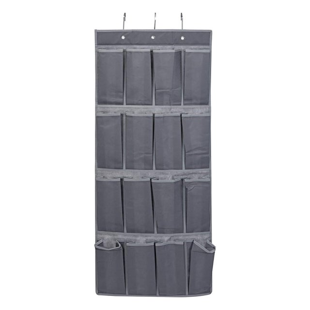 WELLHOME Organizador de porta com 16 compartimentos + 3 ganchos em cinza