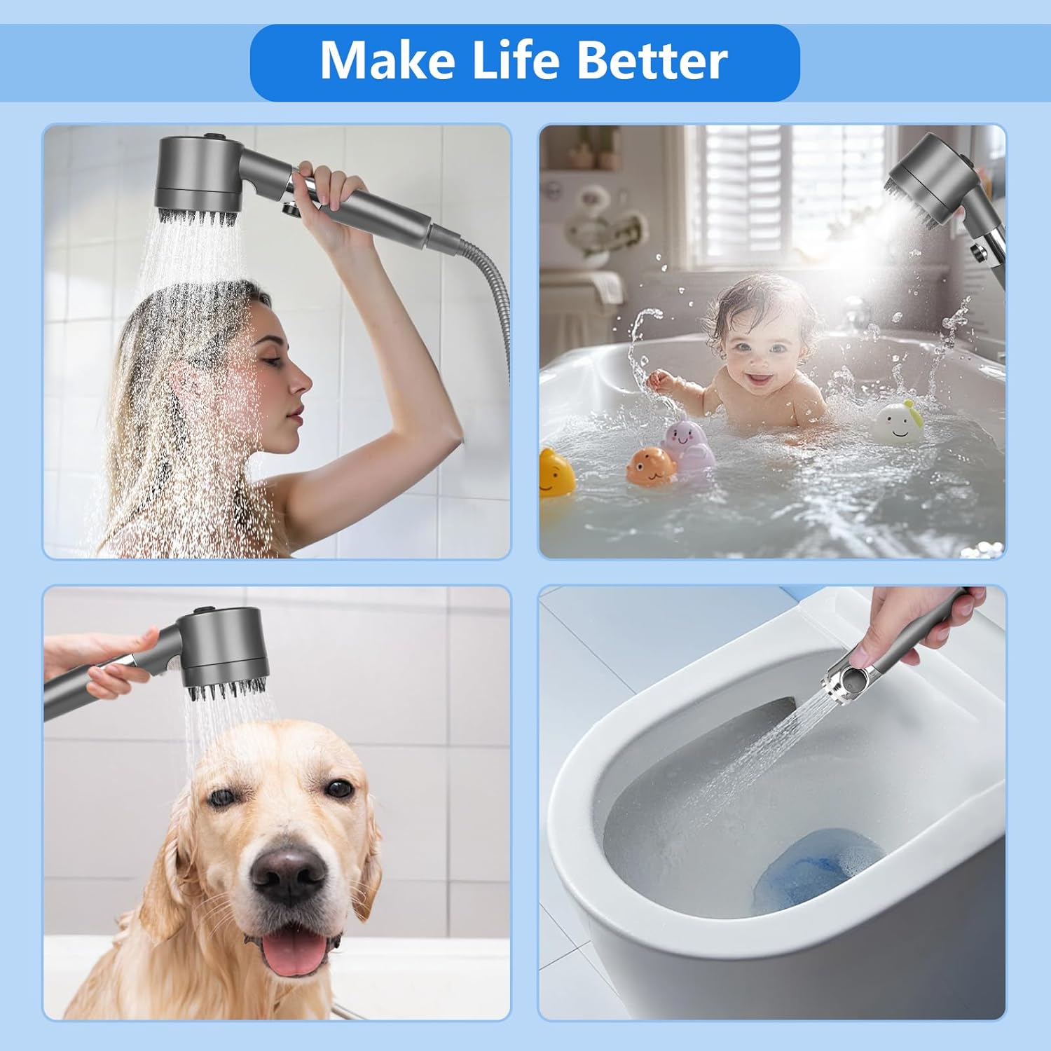 3 Modes Pommeau de Douche Haute Pression, Pommeau de Douche, Pommeau de Douche Economie Deau, Douchette, Pommeau de Douche Filtrant, SPA Pomme - 6