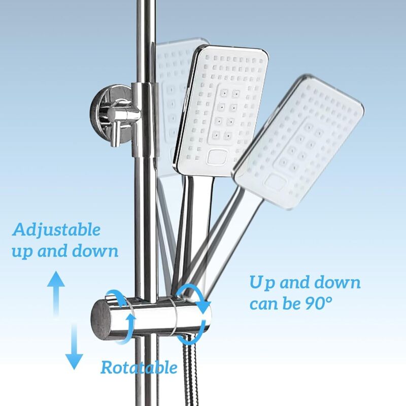 Support de pommeau de douche réglable 18-25 mm – Universel, sans perçage, pivotant – Argent – Pour barre de douche - 5