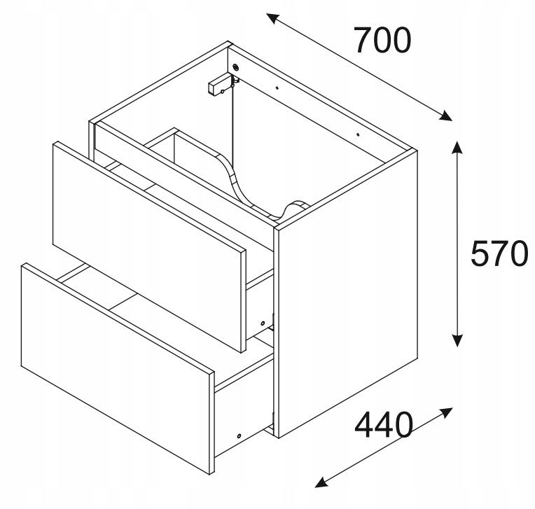 Szafka łazienkowa LUXOR 70 cm beżowa dąb olejowany front 3D MDF z szufladami - 2