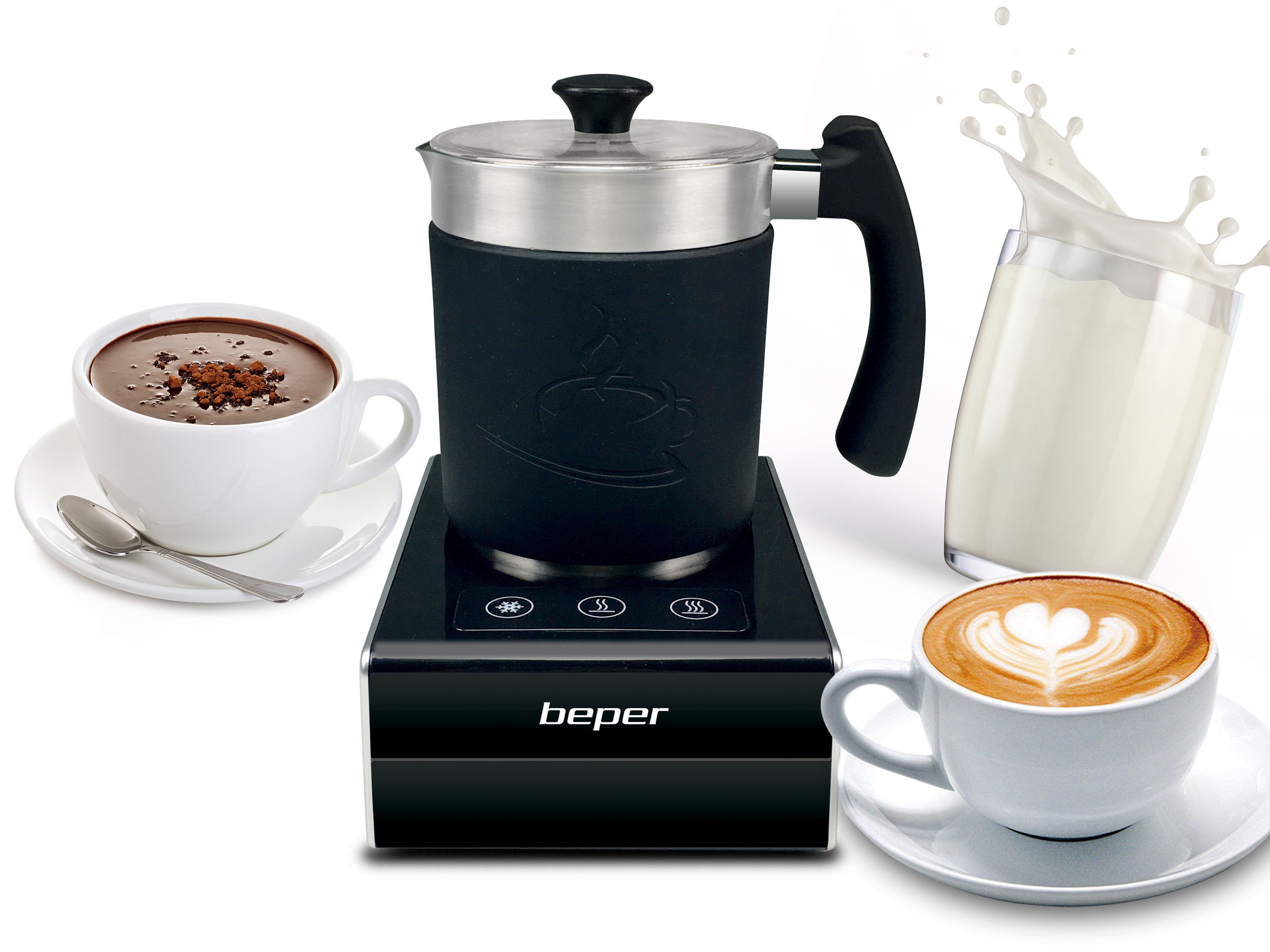 BEPER BB.200 Elektryczny spieniacz do cappuccino z magnetyczną podstawą - Elektryczny spieniacz do cappuccino z możliwością mycia korpusu