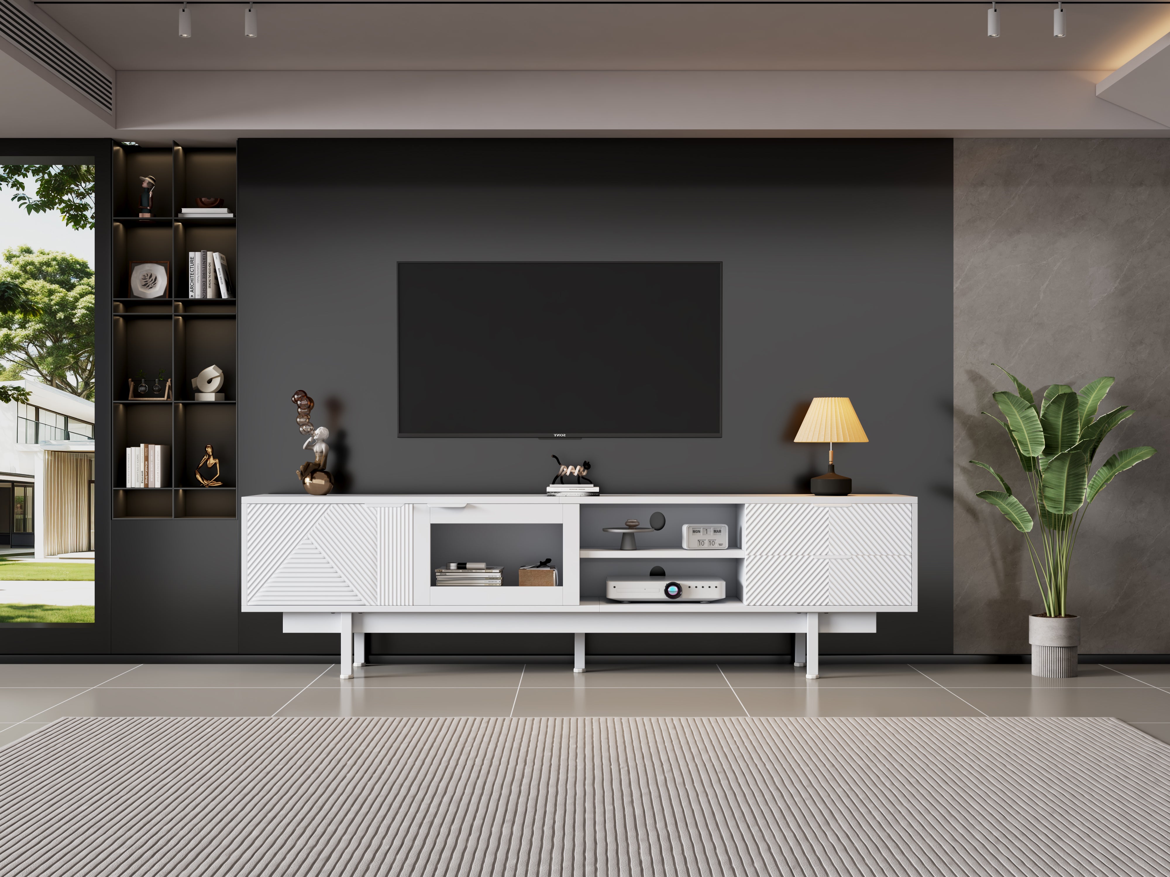 Credenza Mobile madia moderno con 2 ante, 2 cassetti e un vano a giorno