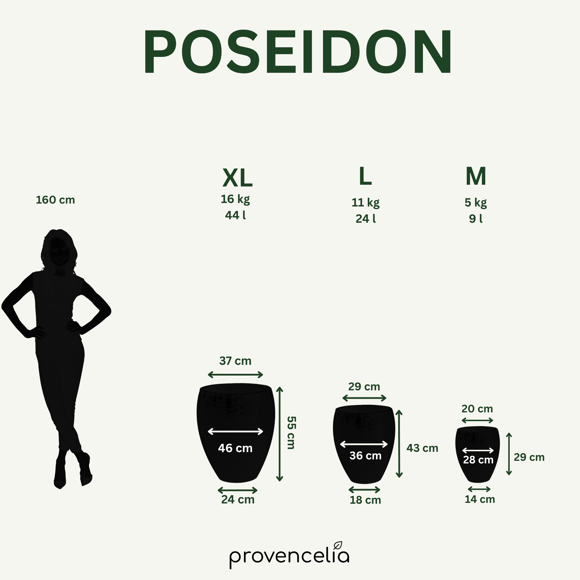 Maceta grande de exterior POSEIDON 28x31cm crema, hecha a mano en terracota esmaltada, resistente a las heladas - 2