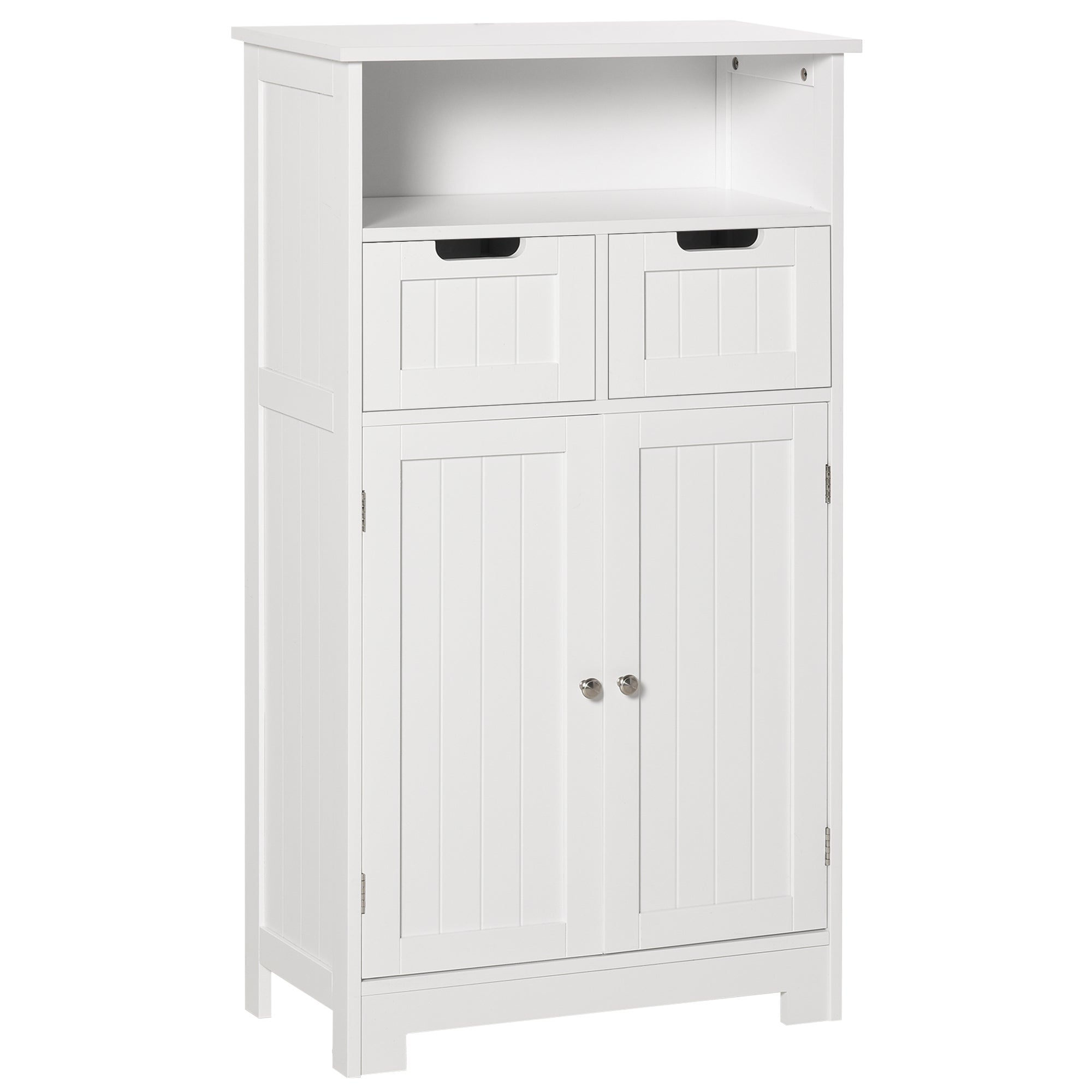 Bathroom cabinet, free standing bathroom storage cabinet with 2 drawers and adjustable shelf, small bathroom storage unit, white