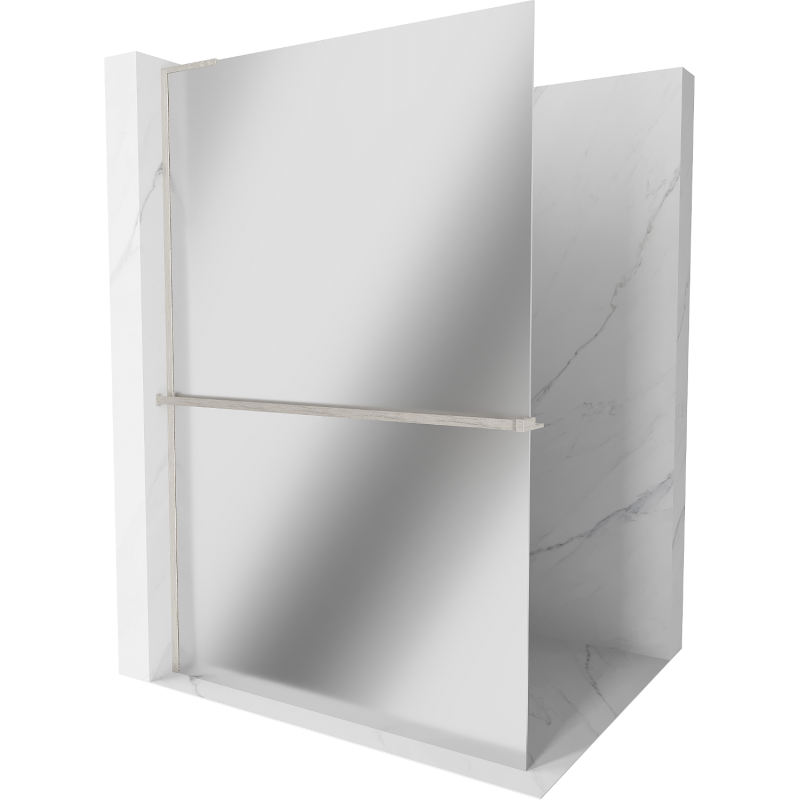 Mexen Kioto+ L ścianka prysznicowa z półką Walk-in 90 x 200 cm, lustro, nikiel szczotkowany - 800-090-123-97-50
