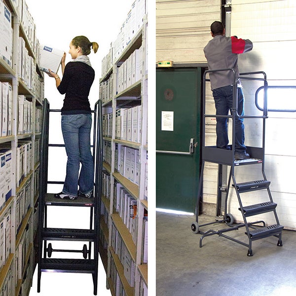 Escabeau 2 marches pour rayonnage - Hauteur de travail max. 2.51m - 830008727 - 4