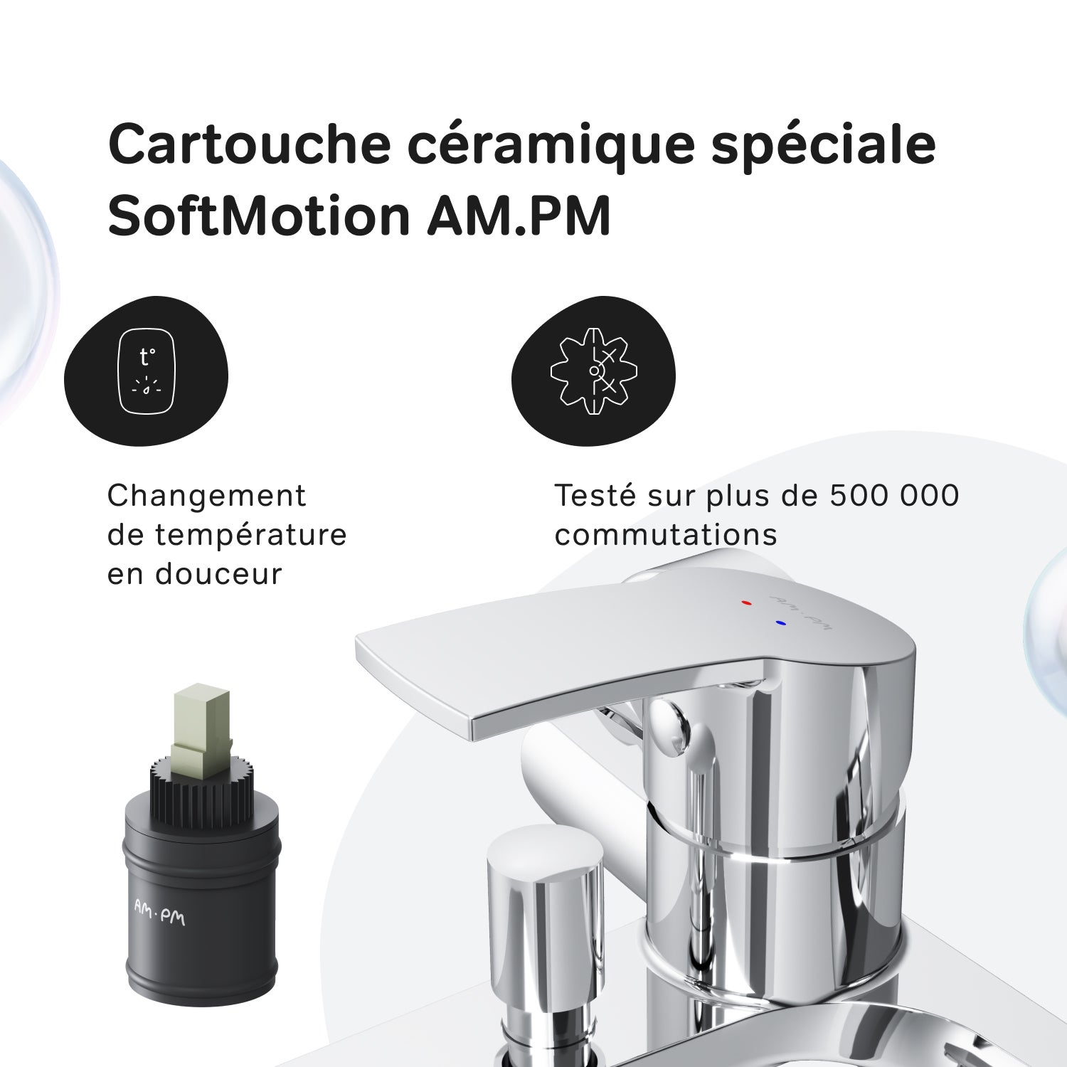 Mitigeur de baignoire mécanique Robinet salle de bain, mitigeur de bain, Chromé,Hit F8Y10000 AM.PM - 4
