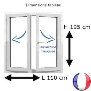 Fenêtre PVC 2 vantaux H 195 x L 110 cm OF avec poignée