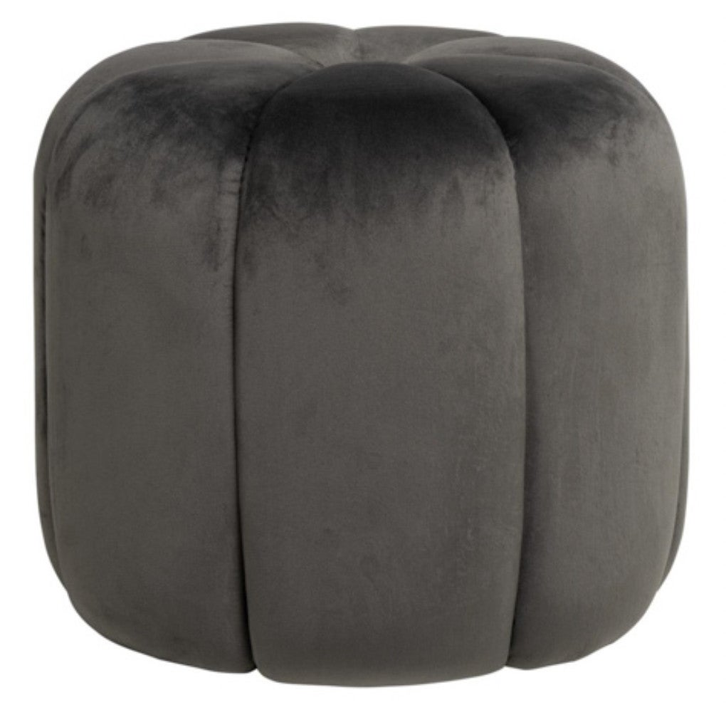 Pouf rond en velours Barko-Couleur Gris foncé | Leroy Merlin