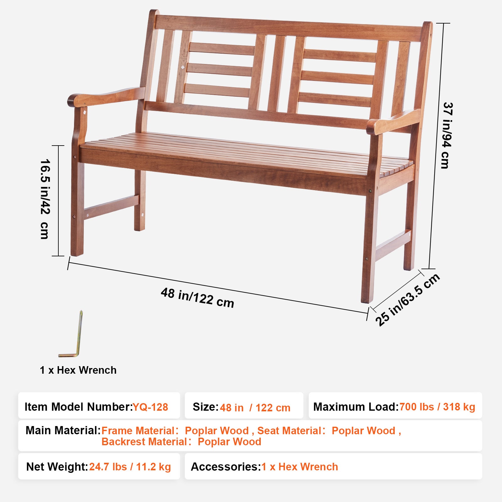 Banc jardin bois SucceBuy 48