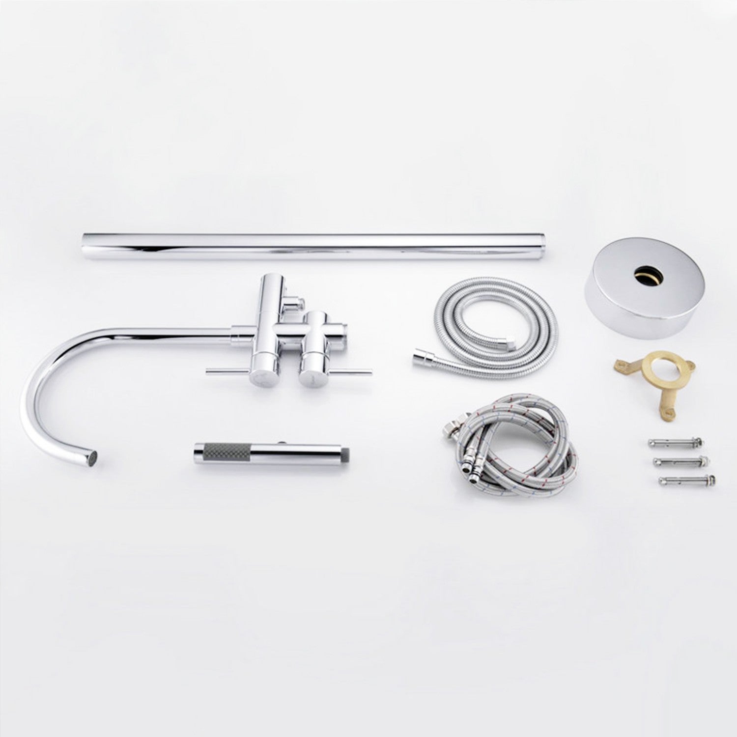 MATY Robinet mitigeur sur pied chrome brillant pour baignoire îlot - 3