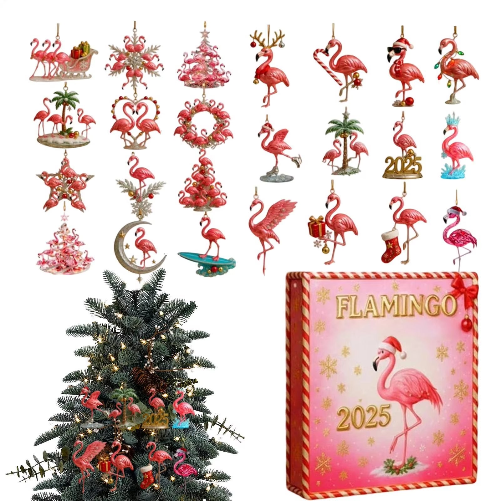Calendrier De L'Avent Flamant Rose - Compte à Rebours Flamingo 24 Jours