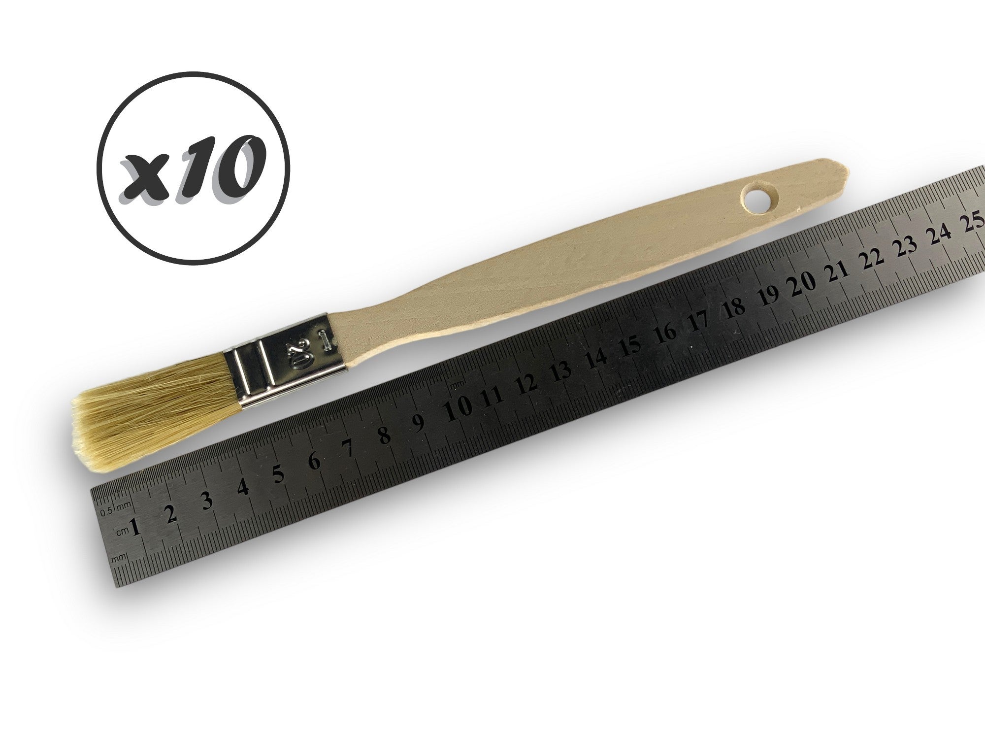 Lot de 10 pinceaux queue de morue | Soie blanche | Largeur 20 mm | Epaisseur simple tous types de travaux | - 5