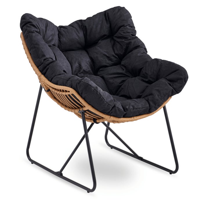 Fotel Wypoczynkowy Kubełkowy Do Salonu Sypialni Wygodny Czarny FIN