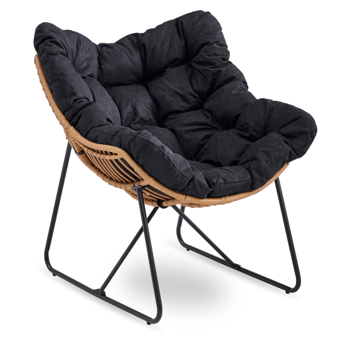 Fotel Wypoczynkowy Kubełkowy Do Salonu Sypialni Wygodny Czarny FIN