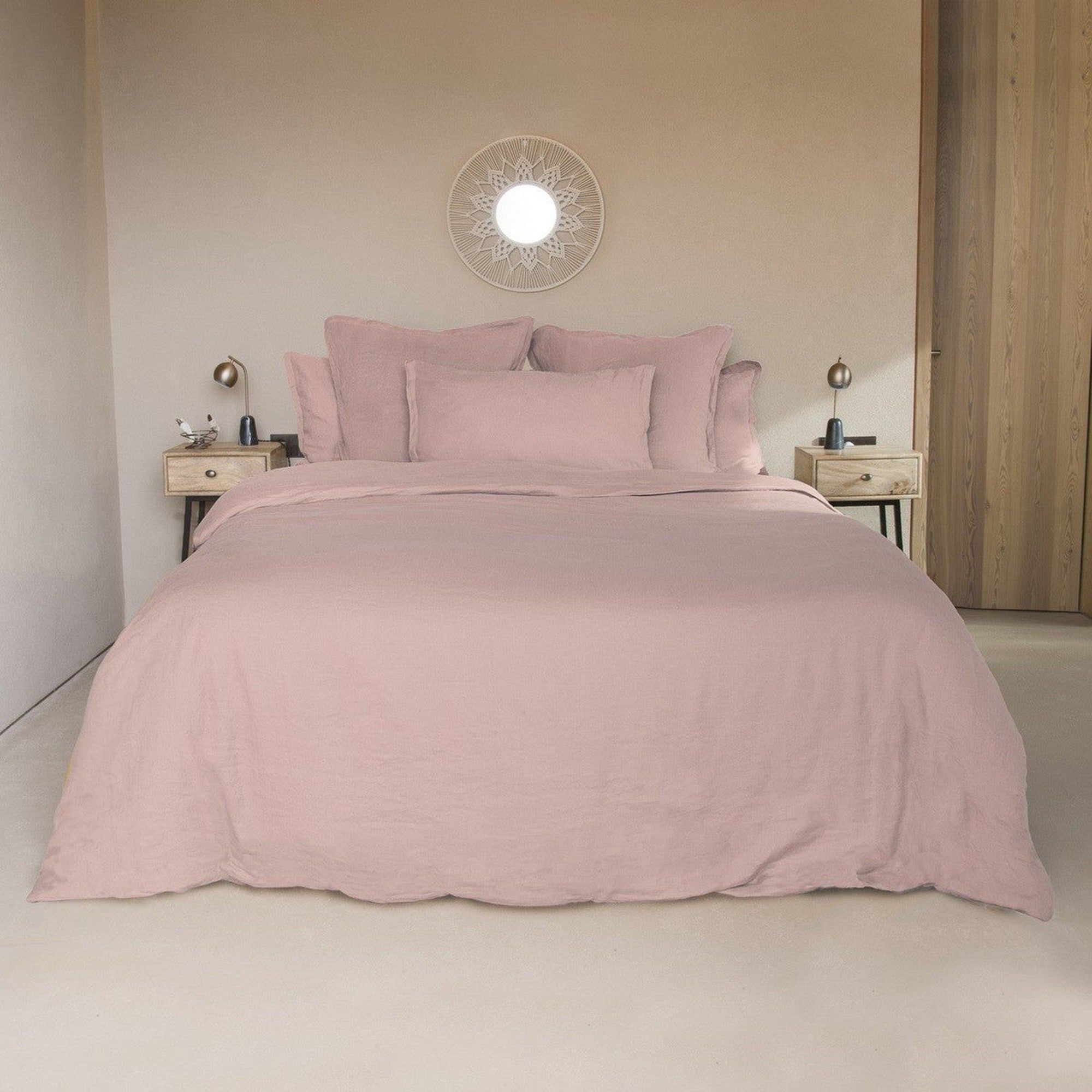 Housse de couette 200x200 lin lavé rose | Leroy Merlin